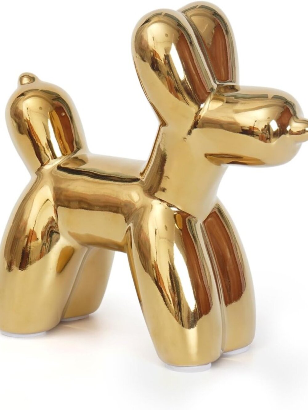 Large Handmade Golden Balloon Dog Statue - Cute Ceramic Animal Decor for Living
